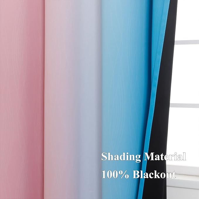Pink and Blue Ombre Curtains for Bedroom 63 Inch Long | Room Darkening Curtains - Image 5