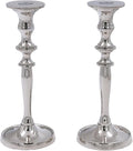 Hosley Set of 2 Silver Finish Taper Candle Holder 8" High. Ideal Gift and Use for Weddings, Party, Spa or Aromatherapy W1