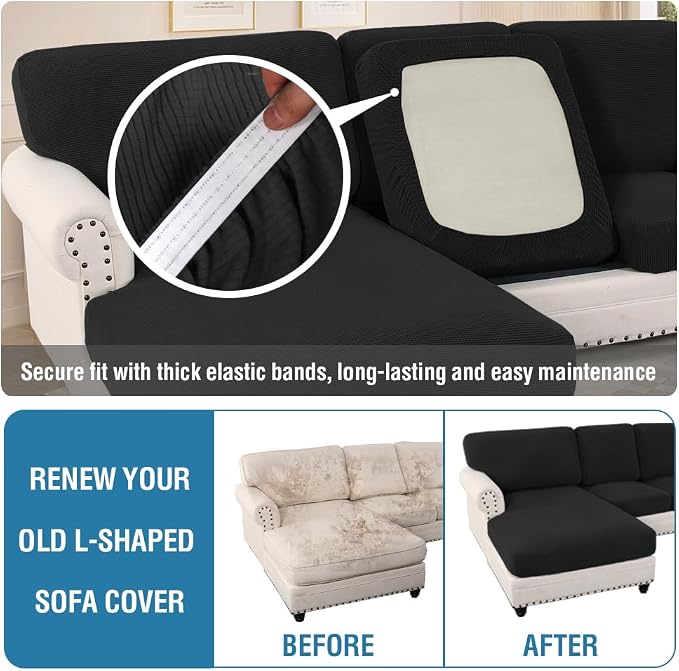 H.VERSAILTEX Sectional Couch Covers 8 Pieces Stretch Sofa Covers - Image 6