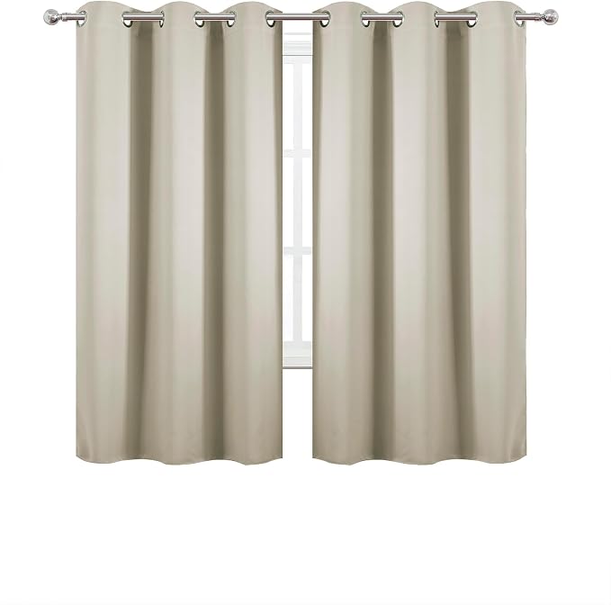 Light Beige Blackout Curtains 34 x 63 Inch Length/Set of 2 Curtain - Image 2