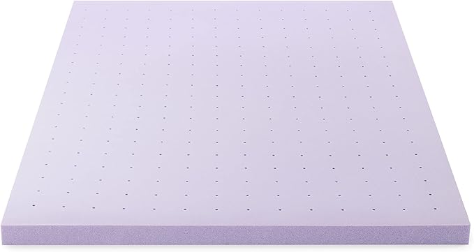 Mellow 3 Inch Ventilated Memory Foam Mattress Topper, Soothing Lavender Infusion, Full