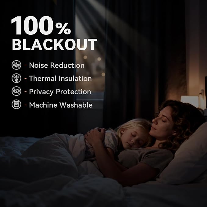 100% Blackout Linen Textured Curtains 90 Inch Long, Light Blocking, Thermal - Image 3