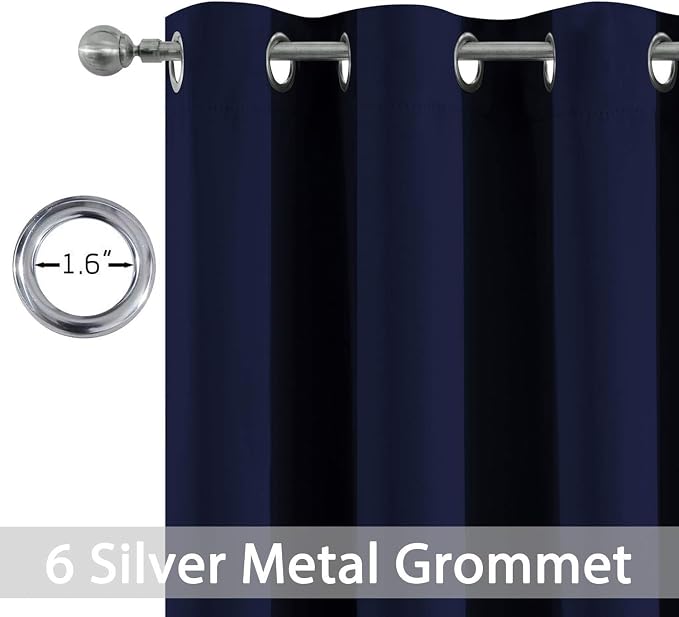 Yakamok Room Darkening Curtains 42x72 inch Length Navy Blue-Living Room | 2 - Image 2