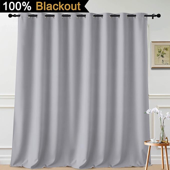 Yakamok Light Grey Blackout Patio Door Curtain Panels W100 x L108, 1 Panel | - Image 2