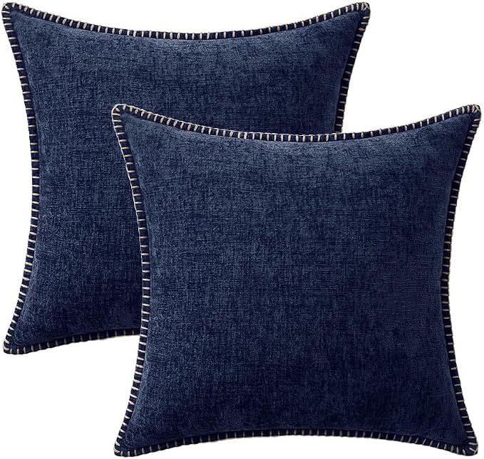 MIULEE Decorative Couch Throw Pillow Covers 18x18 Inch Navy Blue 2 Pack | - Image 6