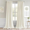 MIULEE Cream Back Tab Blackout Curtains 52x102 Inch Long 2 Panels Set | Rod by MIULEE
