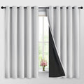 Yakamok Greyish White 100% Blackout Curtains 63 Inches Long, 2 Thick Layers | by Yakamok