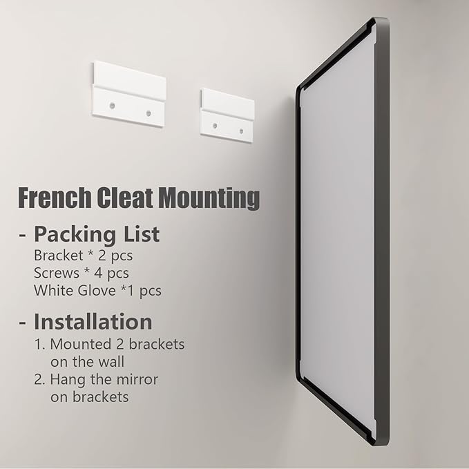 60x30 Black Framed Bathroom Mirror for Wall, Black Metal Bathroom Vanity Mirror, Modern Rectangle Mirror, Rounded Corner, Shatterproof, Anti-Rust (Horizontal/Vertical)