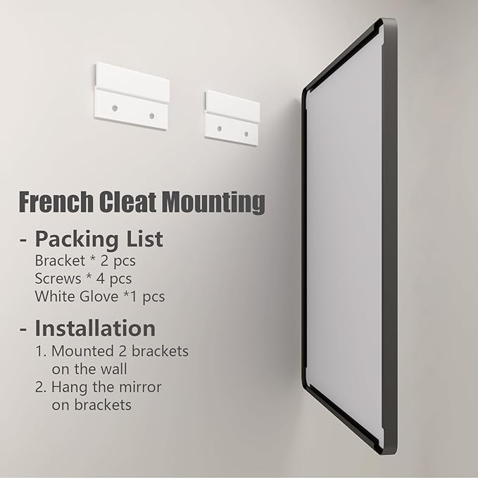 44x32 Inch Black Metal Framed Bathrrom Mirror for Wall, Black Rounded Rectangle Mirror, Matte Black Bathroom Vanity Mirror, Anti-Rust, Tempered Glass, Hangs Horizontally or Vertically