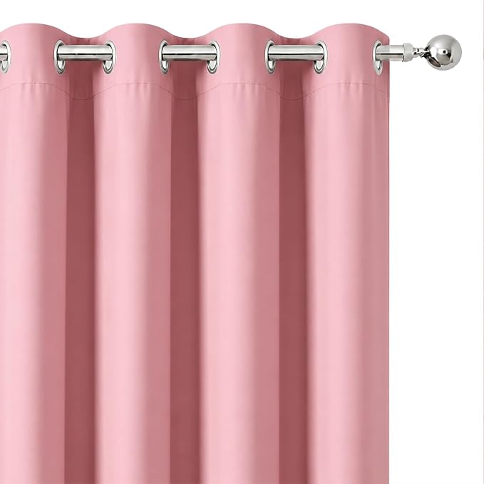 Blackout Curtains 66 x 84 inch/Pink Curtains Set of 2 Panels/Thermal Insulated - Image 6