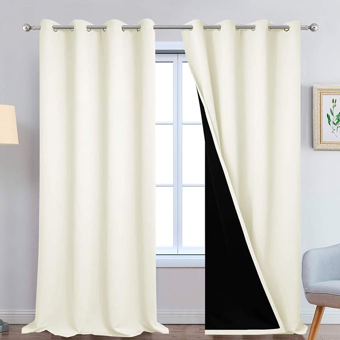 Yakamok Cream 100% Blackout Curtains 108 Inches Long by Yakamok
