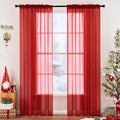 MIULEE 2 Panels Red Sheer Christmas Window Curtains 54 X 72 Inches | Solid Color by MIULEE