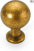 Amerdeco 10 Pack Antique Brass Cabinet Knobs Single Hole Cabinet Pulls Round Kitchen Cabinet Knobs Solid Drawer Knobs Dresser Knobs and Pulls for Bathroom Cabinets ZH0041