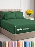 Extra Deep Queen Sheet Set - 6 Piece Breathable and Cooling Sheets - Hotel Luxury Bed Sheets Set - Easy Fit - Soft, Wrinkle Free and Comfy Sheets Set - Emerald Green Sheet Set with Extra Deep Pockets