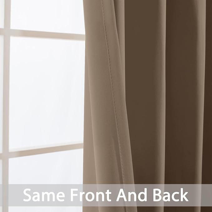 Yakamok Room Darkening Curtains 52x84 inch Length Khaki-Living Room | 2 panels - Image 5