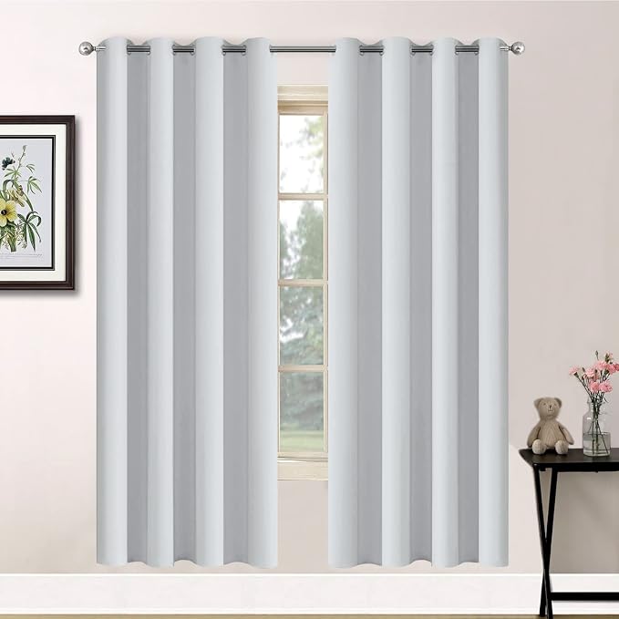 Yakamok Room Darkening Curtains 52x72 inch Greyish White-Living Room | 2 panels by Yakamok