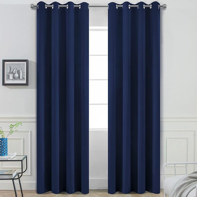 Yakamok Room Darkening Curtains 52x96 inch Length Navy Blue-Living Room | 2 by Yakamok