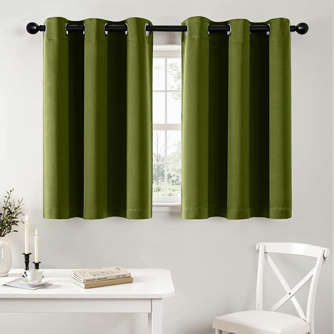 MIULEE Blackout Curtains for Bedroom 2 Panel 40"x36" Long Light Olive Green | by MIULEE