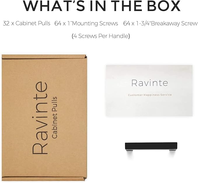 Ravinte 32 Pack 3 Inch Square Cabinet Handles Matte Black Cabinet Pulls Drawer Pulls Kitchen Hardware