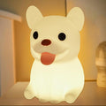 Attivolife Funny Dog Night Light, Puppy Bulldog Animal Silicone LED Touch Lamp with Timer Dimmable, USB Rechargeable Feeding Toddler Bedroom Bedside Decor Birthday Xmas Gifts for Kid Baby Child