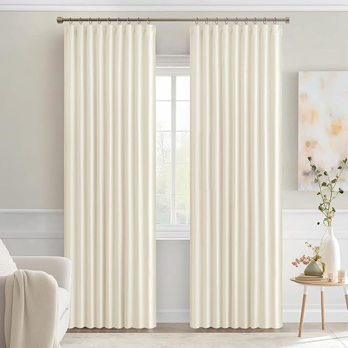 MIULEE Birch Back Tab Blackout Curtains 52x90 Inch Long 2 Panels Set | Rod - Image 9