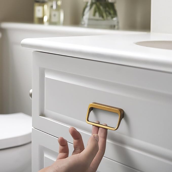 Goo-Ki Champagne Copper Cabinet Pulls with Hole Center 2.55''(64MM),Modern Zinc Alloy Drawer Pulls for Drawer,Wardrobe,Cupboard,6 Pack