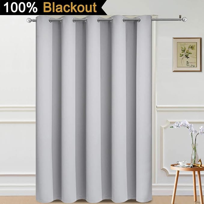 Yakamok Light Grey Blackout Patio Door Curtain Panels W70 x L84, 1 Panel | - Image 2