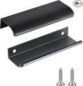 JOOJA 20 Pack Modern Style Finger Edge Pull Furniture Drawer Handles Hidden Cabinet Kitchen Drawer Handles Knobs, Black 120(96) mm