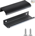 JOOJA 5 Pack Modern Style Finger Edge Pull Furniture Drawer Handles Hidden Cabinet Kitchen Drawer Handles Knobs, Black 120(96) mm