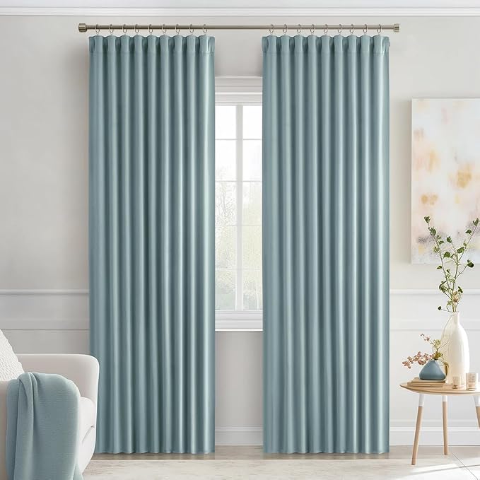 MIULEE Slate Blue Back Tab Blackout Curtains 52x84 Inch Length 2 Panels Set | - Image 9