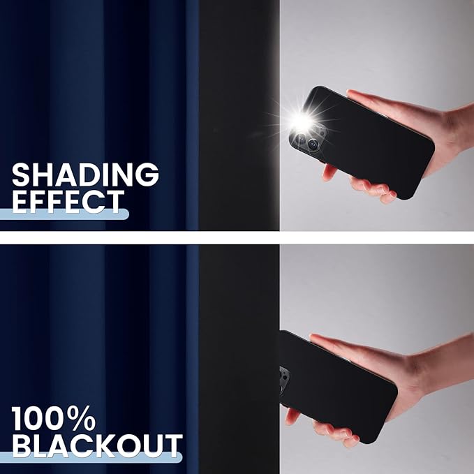 SimpleHome Navy Blue 100% Blackout Curtains Room Darkening Living Room 54 | - Image 4
