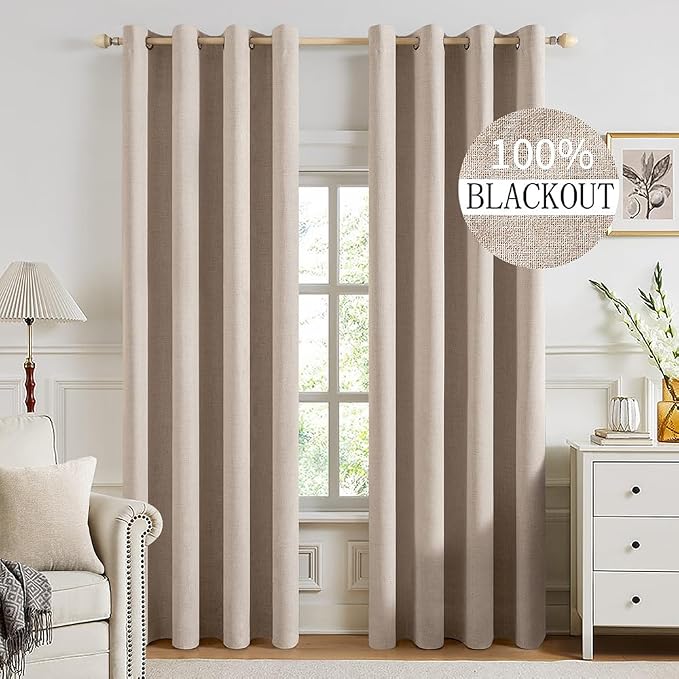 MIULEE 100% Blackout Linen Curtains by MIULEE