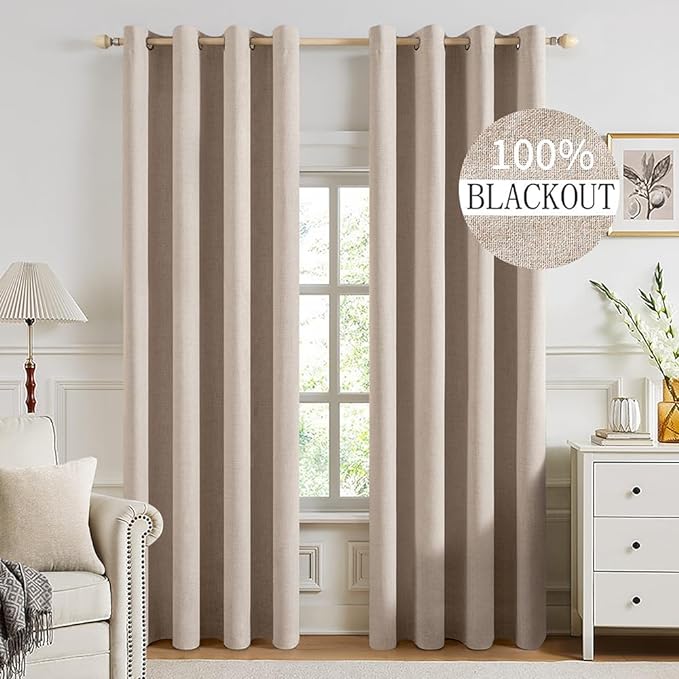 MIULEE 100% Blackout Linen Curtains by MIULEE