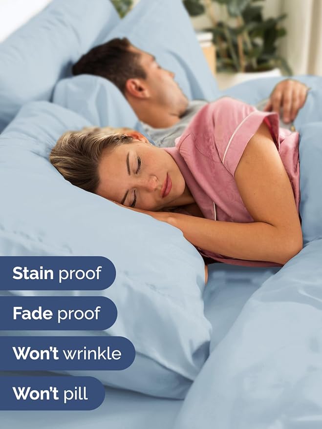 Extra Deep Full Sheet Set - 6 Piece Breathable & Cooling Sheets - Hotel Luxury Bed Sheets Set - Easy & Secure Fit - Soft, Wrinkle Free & Comfy Sheets Set - Sky Blue Sheet Set with Extra Deep Pockets