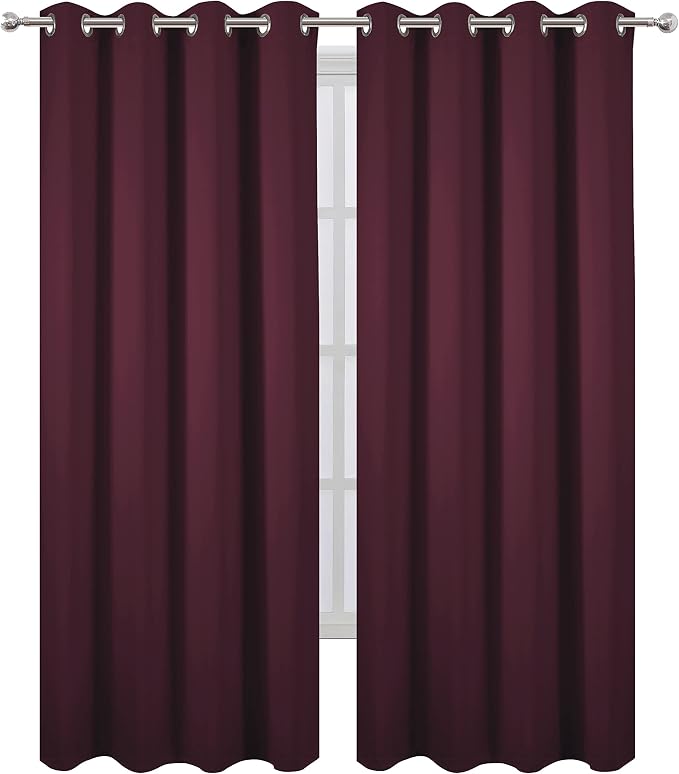 Burgundy Red Thermal Blackout Curtains/52 x 84 Inch/Set of 2 Panels Room - Image 2