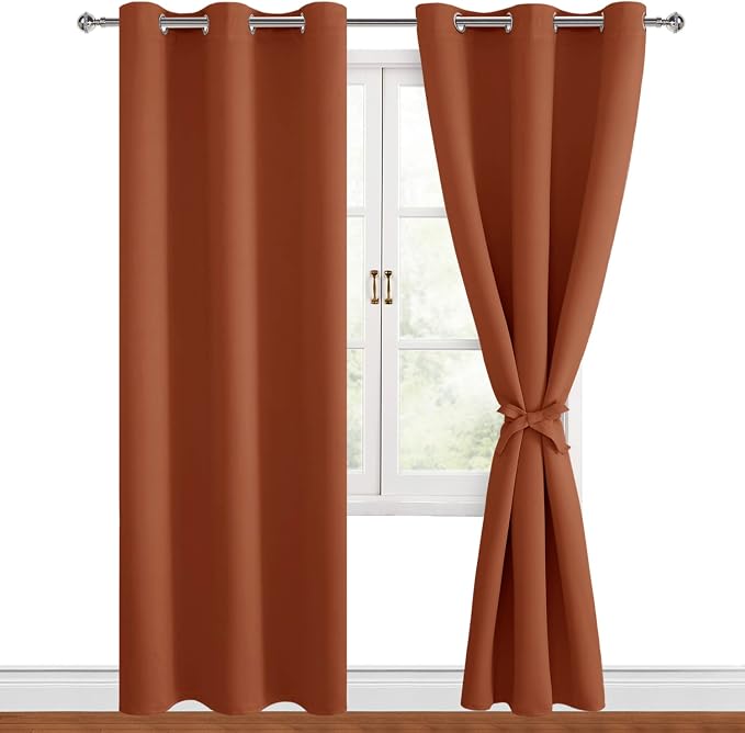 Fall Blackout Curtains for Bedroom, 42 x 84 Inches Long Burnt Ochre | Thermal by Hiasan