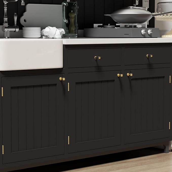 goldenwarm 10 Pack Black and Gold Cabinet Knobs Kitchen Cabinet Knobs for Dresser Drawers Black and Gold Cabinet Pulls Modern Hardware for Cupboard Bathroom,Zinc Alloy Base