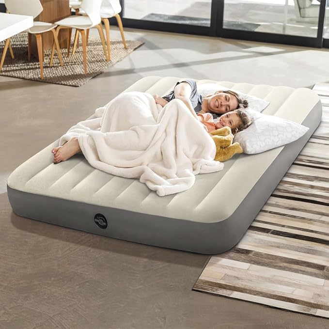 Intex Unisex's Queen Dura-Beam Series Single High Airbed, Taupe/Grey, One Size