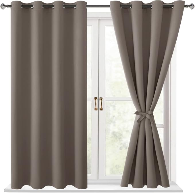 Blackout Curtains for Bedroom, 52 x 54 Inches Long, 2 Panels | Thermal by Hiasan