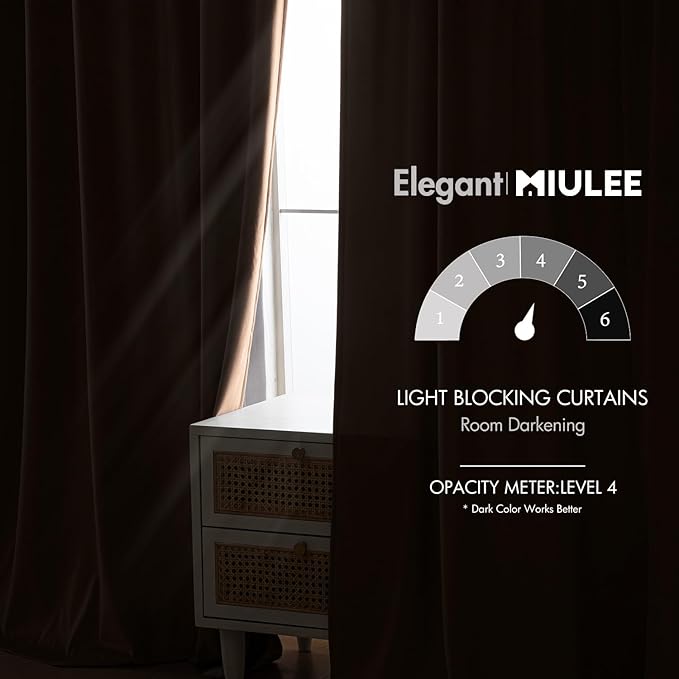 MIULEE Blush Beige Velvet Curtains 52x96 inches Luxury Blackout Curtains | - Image 5