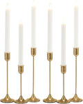Candlestick Holders, Taper Candle Holders Set of 6, Vintage Gold Candle Sticks Holder Decor for Table Centerpiece, Fireplace Mantel, Weddings & Housewarming Décor with Gift Box