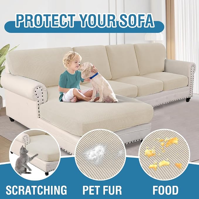 H.VERSAILTEX Sectional Couch Covers 8 Pieces Stretch Sofa Cover - Image 7