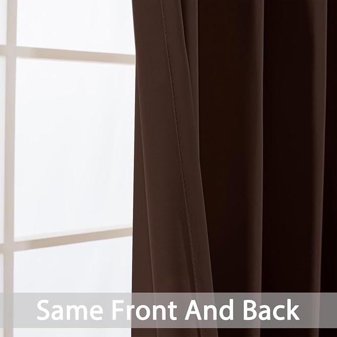 Yakamok Room Darkening Curtains 42x84 inch Long Chocolate Brown-Living Room | 2 - Image 3