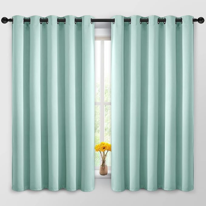 Yakamok Room Darkening Curtains 62x63 inch Length Aqua-Living Room | 2 panels by Yakamok