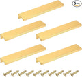 uxcell Cabinet Finger Edge Pull, 5pcs 150mm / 5.91" Aluminum Alloy Back Mount Hidden Cabinet Pulls Concealed Handle for Home Kitchen Drawer Cabinet, Gold