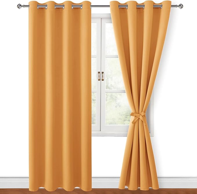 Blackout Curtains for Bedroom, 52 x 84 Inches Long, Pumpkin Orange | Thermal - Image 7