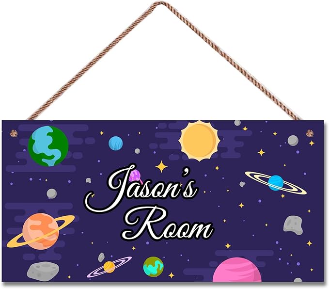 Personalized Sign Solar System Sign Sun Planet Wall Art Decoration Exquisite Decorative Signs Custom Name for Kids Room Wall Art Decor Outer Space Themed Nursery Decor For Boys Bedroom