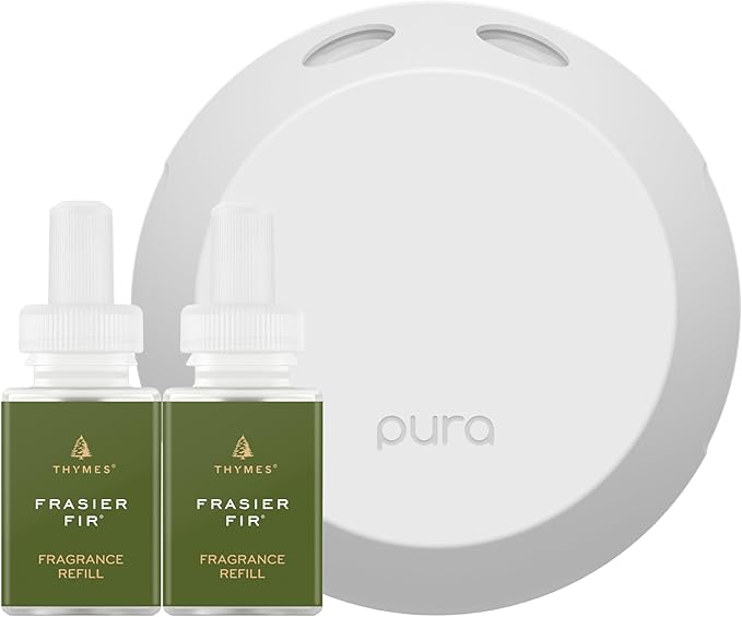 Thymes Pura Refills – 2 Pack of Oil Diffuser Scents – Long-Lasting Pura Diffuser Refills – Premium Home Fragrance – Notes Siberian Fir Needles, Cedarwood & Sandalwood (Frasier Fir, Pack of 2)