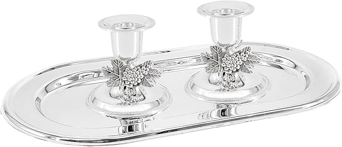 The Dreidel Company Shabbat Candlesticks Candle Holders Silver Plated, 2 Candlesticks Set (4 Sets)