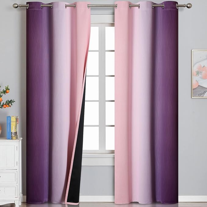 Pink and Purple Ombre Blackout Curtains by ESTELARTEXTILER